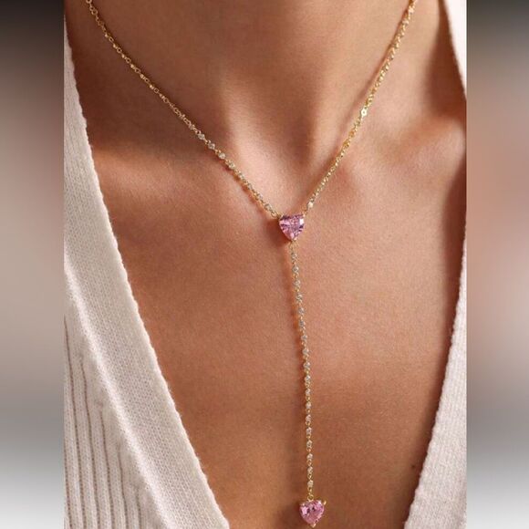 Anthropologie Jewelry - Elegant Pink Heart Necklace A1349